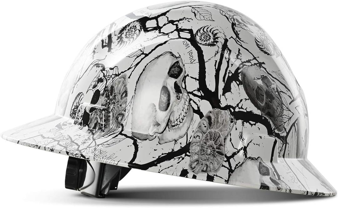 LANON Full Brim Hard Hat, OSHA Construction Work Approved, Premium Charcoal Gray Design, FRP Safety Helmet with 4 Point Adjustable Ratchet Suspension, Class C