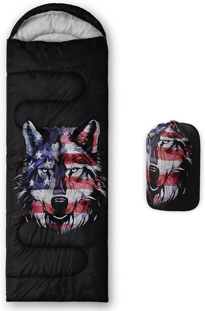 Axolotl Blue Gamepad Sleeping Bag,Waterproof Lightweight Gaming Sleeping Bag Game Console Camping Bag for Boys Teens,Warm and Cool Weather Green Portable Sleeping Bag for Camping Outdoor Indoor (Wolf)