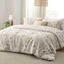 Bedsure King Comforter Set - Beige Bed Set, 3 Pieces Cute Floral Bedding, 1 Soft Botanical Flowers Comforter and 2 Pillow Shams