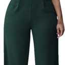 Pink Queen Jumpsuits for Women Dressy V Neck Sleeveless Wide Leg Long Pant Rompers Business Casual Outfits (S, Dark Green)