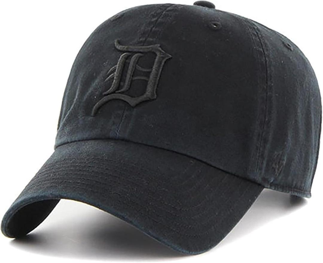 47 Brand MLB Black Black Primary Logo Clean Up Adjustable Baseball Cap Hat, Adult One Size Fits All