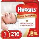 HUGGIES Little Snugglers Baby Diapers, Size 1, 99 Count, Unscented, Hypoallergenic, Gentle Absorb Liner, Pocketed-Back Waistband, Wetness Indicator, Premium Softness