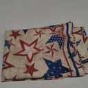 Horaldaily 4th of July Rectangular Tablecloth 5270 Inch, Patriotic Memorial Day Blue Red Star Independence Day Washable Table Cover for Party Picnic Dinner Decor (Beige)