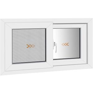 32"×18" Vinyl Basement Sliding Window,Removable Flange,White