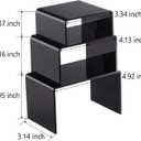 Chuangdi 2 Sets Acrylic Display Risers, Product Stand, Jewelry Display Riser Shelf Showcase Fixtures for Dessert Cupcake Candy Figure Treat Action Showcase(Black,Small Set)