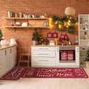 Fourluoo 10 Pcs Farmhouse Kitchen Decor and Accessories Set 4 Kitchen Towels 2 Pot Holders 2 Oven Mitts 2 Rugs for Cooking Baking Mom Housewarming Gifts(Red,Classic Style)