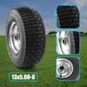 2 x 13x5.00-6 Tire and Wheel, Set of 2 Rubber Pneumatic Riding Lawn Mower Tires, Heavy Duty Lawn Mower Wheels with 3/4" Bushings and 6.6" Centered Hub, Tractor & Lawnmower Tires