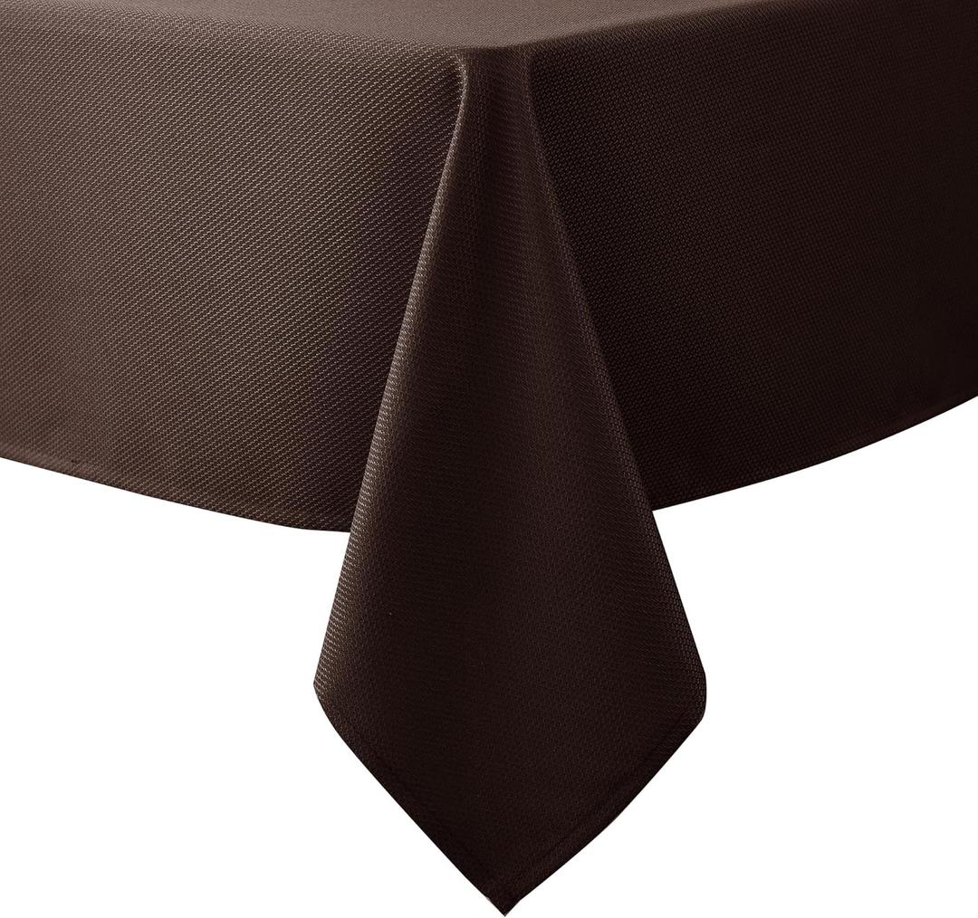 Biscaynebay Textured Fabric Tablecloths 60x84 Inches Rectangular, Brown Water Resistant Tablecloths for Dining, Kitchen, Wedding and Parties etc. Machine Washable