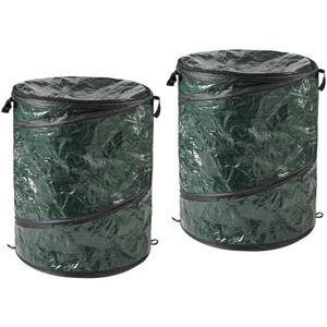 Collapsible Trash Can 1-Pack - Pop Up Gallon Outdoor Garbage Cans with Zippered Lids - Recycle Bins for Camping or Parties by Wakeman (Green)