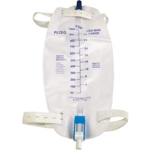 Easy-Tap Leg Bag Urinary Drainage Bag, 1000ml, Anti-Reflux Valve, Cloth Straps, Easy Flip Drain (Pack of 3)