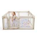 Baby Playpen for Babies and Toddlers, 59 x 79in Large Playpen with Double Door, Full Steel Frame & Oxford Fabric, 0-24 Months Safe Play Area for Infant and New Parents(Khaki)