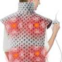 CAROMIO 4 Massaging Heating Pad for Back Pain Relief, Neck and Shoulders Electric Heating Pads Large Size, Full Body Back Heat Mat with Auto Shut Off, 3 Heat Levels & 3 Massage Modes (Grey, 35"x24")