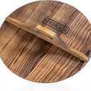 YOSUKATA Cast Iron Wok Cover - Premium Wok Cover 14 inch Pan Lid - Wooden Wok Lid 14 in with Ergonomic Handle - Condensate-free 14 inch Pan Lid - Durable Wok Accessories for Genuine Asian Cooking