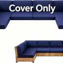 14-Piece Patio Cushion Covers – Replacement Slipcovers for 4-Seat Outdoor Sectional, Waterproof & Fade-Resistant Sofa Cushion Covers, Machine Washable, Navy Blue (Cover Only)