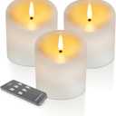 Outdoor Waterproof Flameless Candles with Timer, Remote Control Battery Operated Candles Flickering Last 600 Hours, 3"x3" Realistic Electric Fake LED Candles, Ivory Plastic, Set of 3