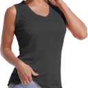 BUBBLELIME Women's UPF 50+ V Neck Tank Tops Soft Sleeveless Quick Dry - V-Neck_SHADOWCHARCOAL, X-Small