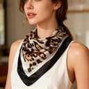 Ciormis 35" Silk Head Scarf for Women, 4 Pcs Satin Hair Scarf Square Silk Bandana Top Neck Scarves Hair Wraps for Sleeping (H1-leopard-set11)