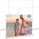 Acrylic Picture Frame 4x6 inches, 4 Pack Clear Plastic Picture Frames Holder Standing,Double Sided Picture Desktop Display for Photo Home Office - Horizontal