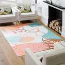 Area Rug 6x9, Large Vintage Boho Rug,Ultra-Soft Low Pile, Washable, Non Slip,Stain Resistant, Printed Carpet for Living Room Bedrooms Playroom Office Kitchen, Light/Floral