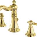 Fauceture FSC1972AL English Classic Widespread Bathroom Faucet with Pop-Up Drain, Polished Brass (5-1/8 Inch in Spout Reach)