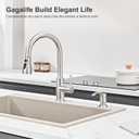 GAGALIFE Kitchen Sink Soap Dispenser with 17 Ounce Large Bottle (Brushed Nickel), Built in Sink Soap Dispenser Sink Mounted Soap Dispenser Refill from Top, G080BN
