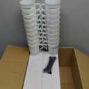 60 Pcs Plastic Coffee Cups with Rim 8 oz Disposable Coffee Mugs with Handle Disposable Tea Cups Espresso Beverage Plastic Mugs for Wedding (White, Gold)