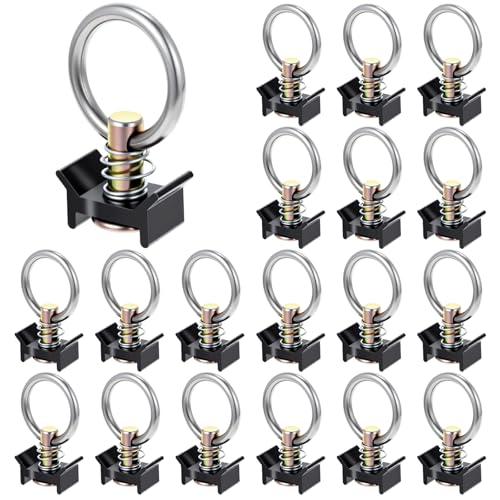 Pafeooui 18 Pack Single Stud Fitting for L Track – Heavy-Duty 4000LB Capacity, Stainless Steel & Aluminum L Track Tie Down O Ring, 360° Rotating Cargo Control for Trucks, Trailers, Airline Logistics