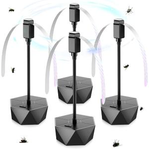 PIMAG Fly Fans for Tables, Fly Repellent Fan Outdoor Indoor Keep Flies Away, Fly Repellent Fans for Tables with Holographic Blades for Picnic, Party, Restaurant, Kitchen, and BBQ, 4 Pack Black