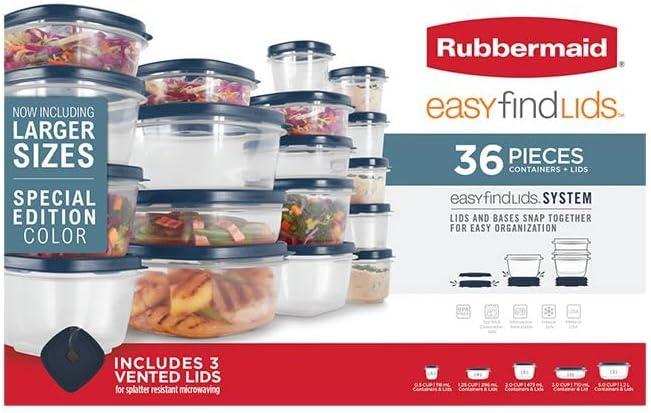Rubbermaid EasyfindLids (36 Pieces), Grey