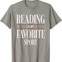 Reading is My Favorite Sport Book Lover Funny Saying Quote T-Shirt, Gray Large