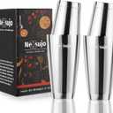 Boston Shaker Set, 4Pcs Professional Cocktail Shaker Set (18oz/28oz), Weighted Stainless Steel Bar Shaker for Bartending, Leakproof & Dishwasher Safe, Ideal for Bar and Professional Bartender
