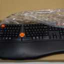 MEETION Ergonomic Keyboard, Wireless Split Ergo Keyboard with Cushioned Wrist Rest, Full Size, USB-C Rechargeable, USB & Bluetooth Keyboard for Multi-OS Windows/Mac, Computer/Laptop/Tablet, We-Black (Black Large (19.11101.7 inches))