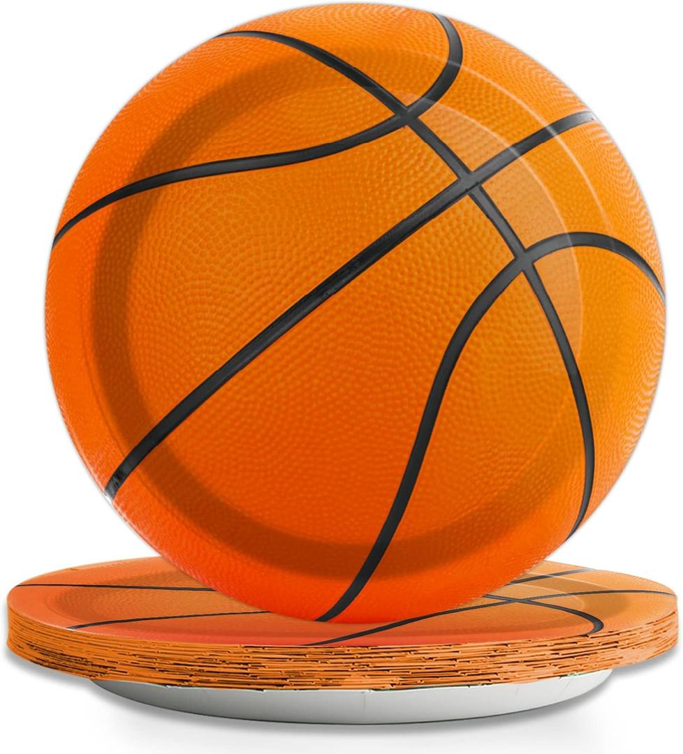 Wiooffen 48 Pcs Basketball Party Plates 7inch Birthday Party Disposable Paper Dessert Plates Supplies Decorations Basketball Theme Plates Tableware for Birthday Baby Shower