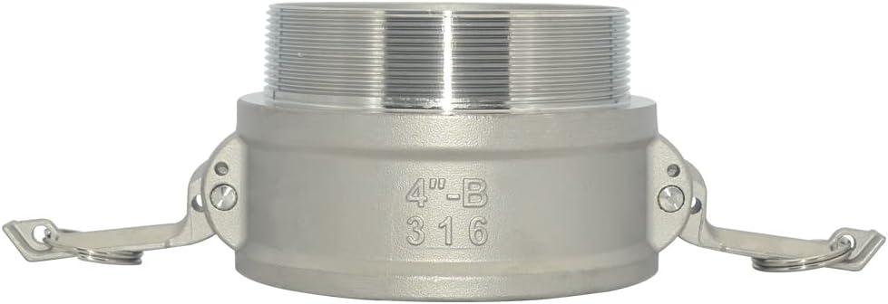 VARMHUS Male Pipe Threads x 4" Type B Trash Pump Adapter Female Camlock,Type B Hose Fitting,Stainless Steel 316