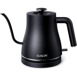 Electric Gooseneck Kettle Ultra Fast Boiling Hot Water Kettle 100% Stainless Steel for Pour-over Coffee & Tea, Leak-Proof Design, Auto Shutoff Anti-dry Protection, 1200W-0.8L, Matte Black