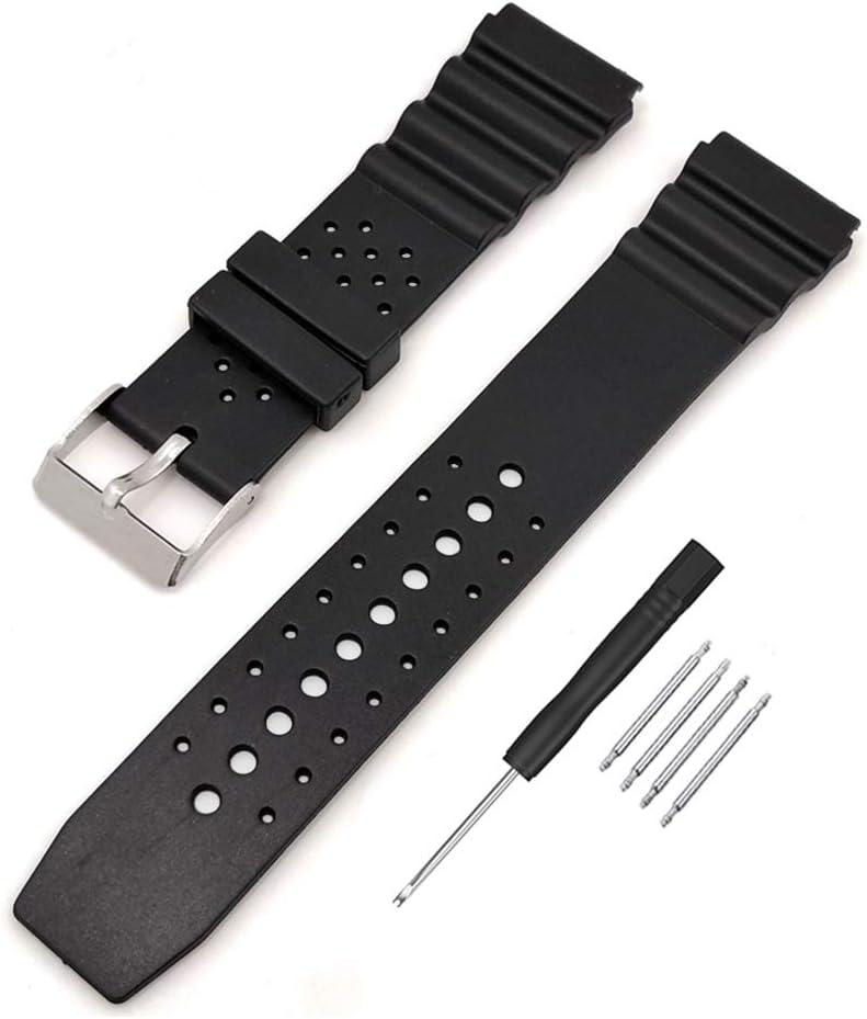 Black Silicone Rubber Divers Watch Band 18mm 20mm 22mm Replacement Strap