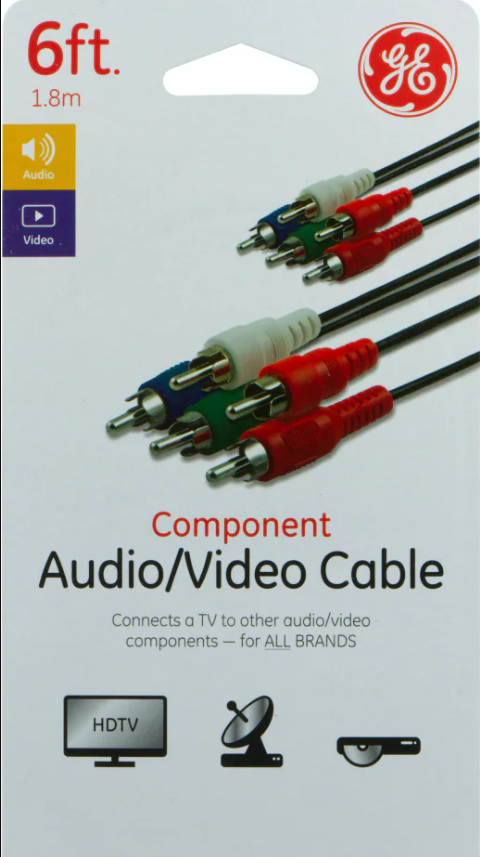 GE Component Audio and Video Cable - Black