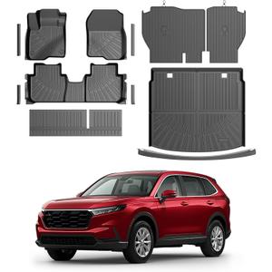 CRV Floor Mats - Car Mats for Honda CRV 2023-2026, All Weather Full Set Cargo Liner & Backrest Mat & Door Sill Guard for CRV Accessories, Heavy Duty