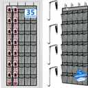 Over The Door Shoe Organizer, Upgraded, Over Door Shoe Organizer, 35 Huge Clear Pockets, Over Door Shoe Organizer, Store Size 13 Shoes, Hooks Suitable For Various Doors, Grey