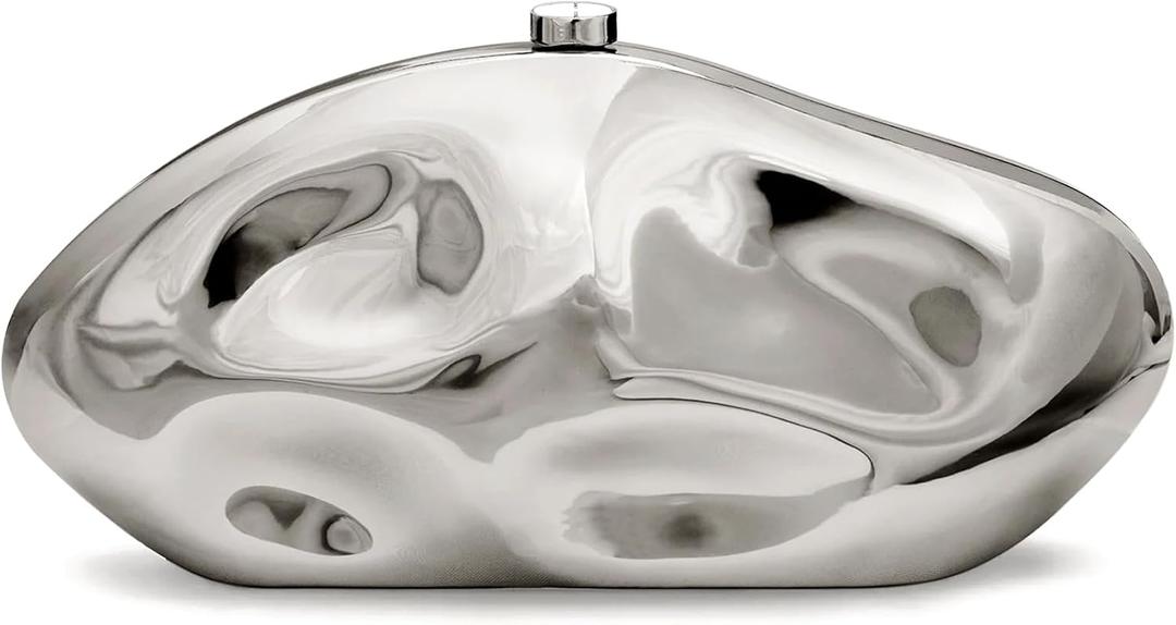 Acrylic Clutch Purse for Women Evening Bag, Irregular Shell Acrylic Purse Box Clutch with Chain for Party Wedding Prom (Silver)
