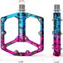 Road/Mountain Bike Pedals - 3 Bearings Bicycle Pedals - 9/16 CNC Machined Flat Pedals with Removable Anti-Skid Nails