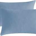 Muslin Pillowcases Standard Size 100% Cotton, 2 Pack Linen Like Pillow Shams with Envelope Closure, Ultral Soft and Breathable Pillow Case Covers, Blue, 20" X 26", No Filling