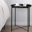Fancial Round Side Table，Metal Small Bedside Nightstand, 16.73" D x 16.73" W x 20.47" H, Black