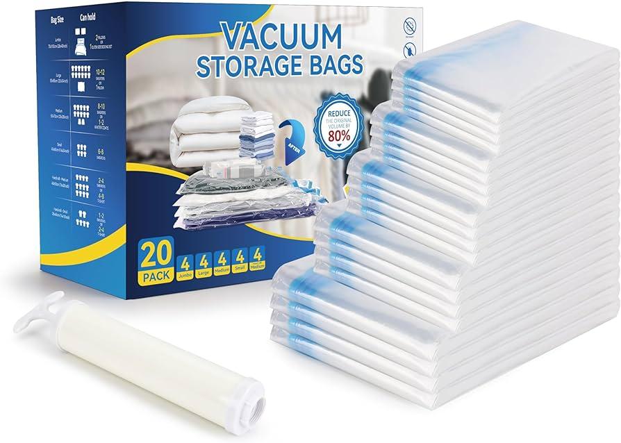 Vacuum Storage Bags,Free Hand Pump, 20Pack