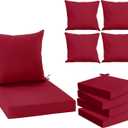 Waterproof Patio Cushions for Outdoor Furniture, Fade Resistant Back Pillow and Seat Cushion Set for Couch Replacements, 24 x 24 Inch, Red, Set of 4