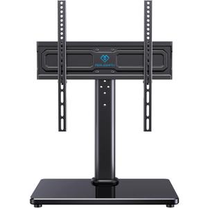 PERLESMITH Universal Swivel TV Stand for 24-60 inch TVs up to 99 lbs, 12 Height Adjustable Table Top TV Stand, TV Base Stand with Tempered Glass Base, Max VESA 400x400mm, PSTVS33