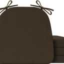 IASEAHK Chair Cushions for Dining Chairs Set of 4, Non Slip Kitchen Chair Pads, 17" x 16" x 2", Indoor Dining Chair Cushions with Ties, D-Shaped Seat Cushions for Kitchen Chairs, Brown