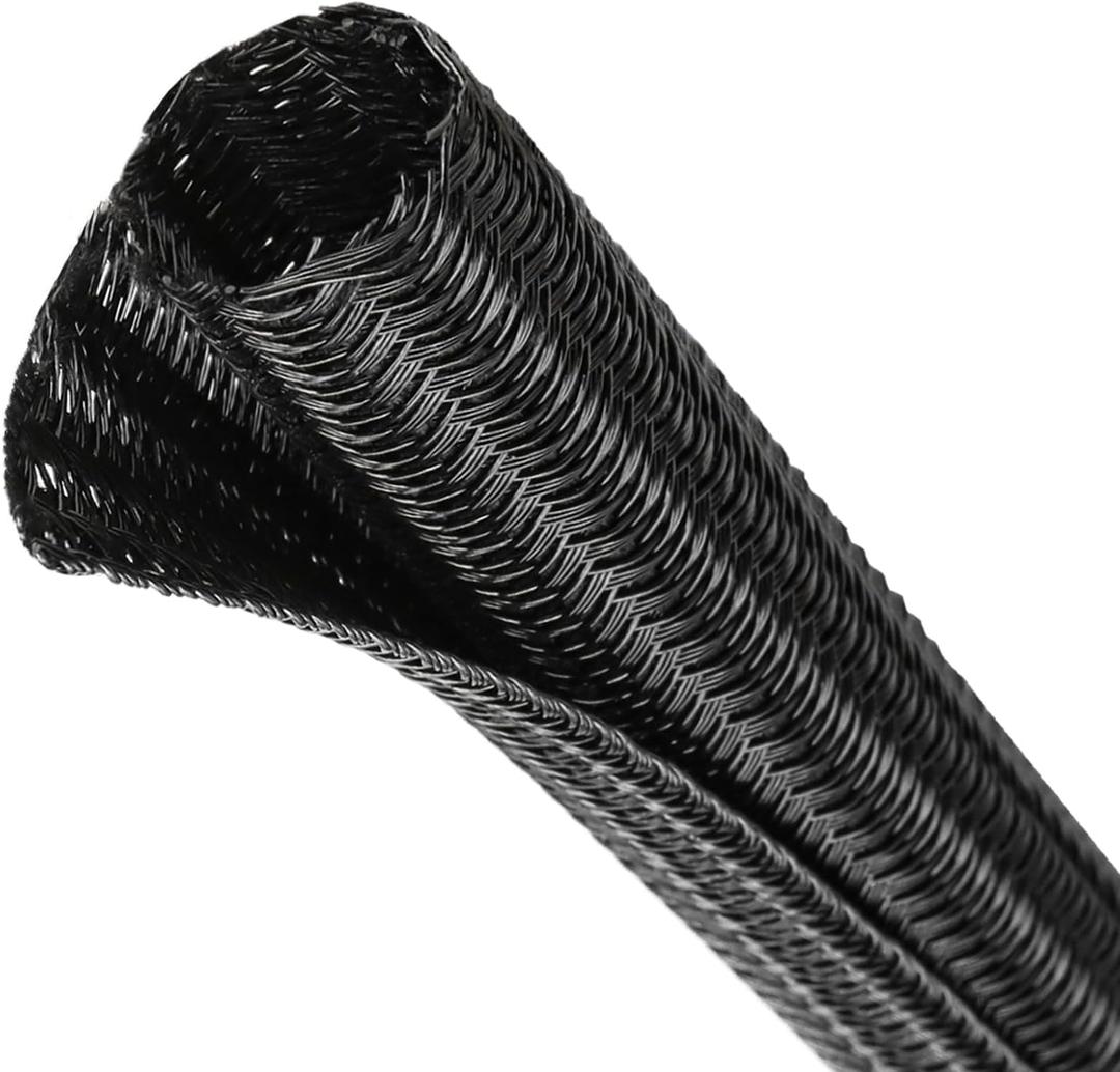 Split Wire Loom Tubing, Cable Protector Sleeve, Braided Cable Management for TV/Computer/Home Theater/Engine Bay, Cord Protectors from Pets No Chew (Black, 1/8"-10ft)
