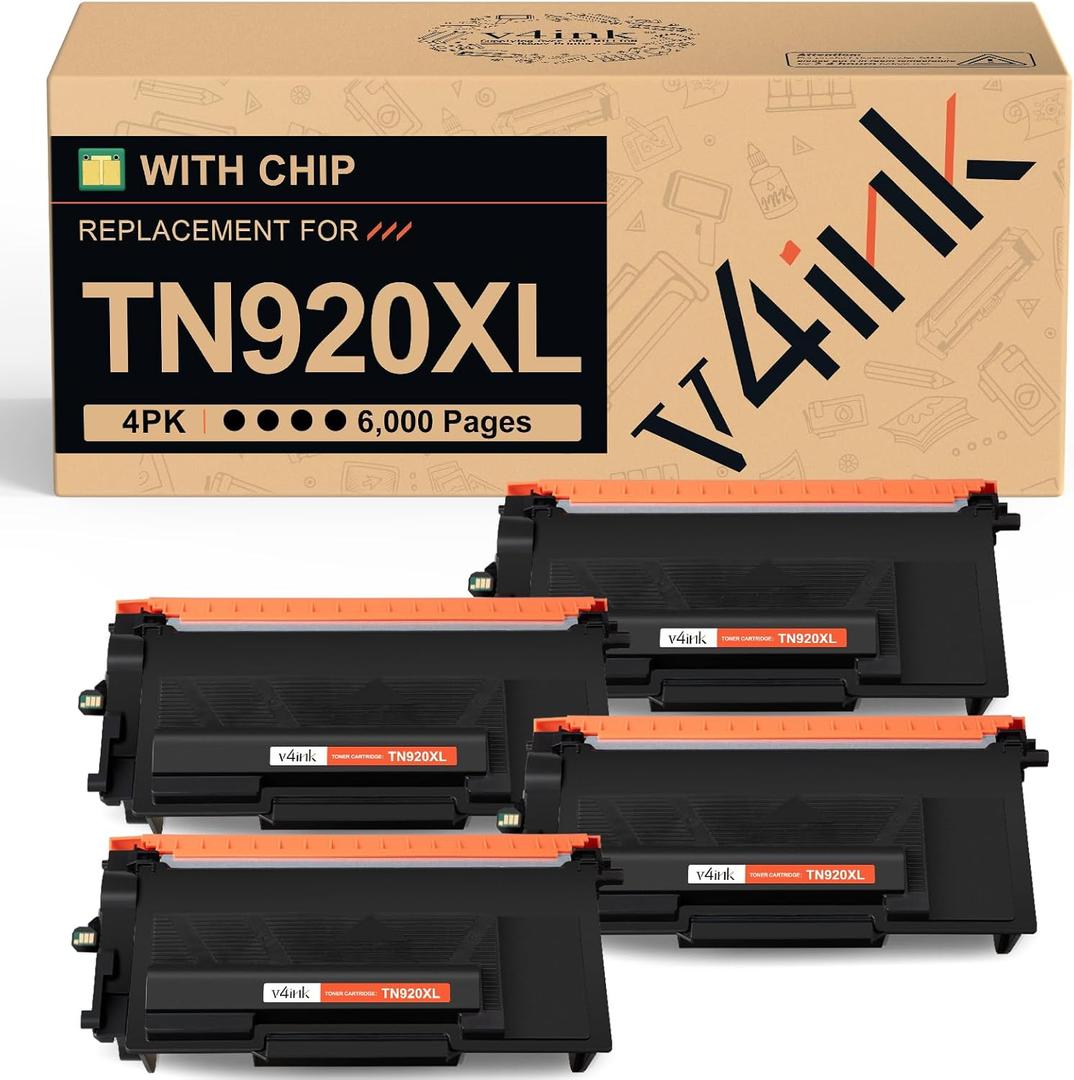 v4ink TN920XL Compatible Toner Cartridge Replacement for Brother TN920XL 920XL TN920 for Use in Priner DCP-L5510DN HL-L6210DWT HL-L5210DN HL-L5210DWT HL-L6210DW HL-L5210DW High-Yield Black 4-Pack