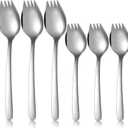 6 Pieces Stainless Steel Sporks Spoon Fork for Everyday Use, Kitchen Tools Metal Ice Cream, Cake, Salad, Fruit, Dessert, Noodles, Pasta Sporks Spoons, 2 Sizes